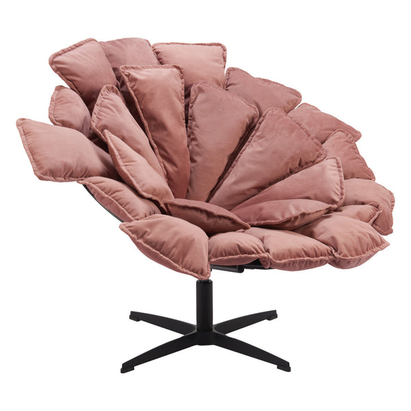 Homeroots 42" Pink Velvet Swivel Side Chair - Stylish Upholstered Design With Durable Steel Frame & Comfort   564970