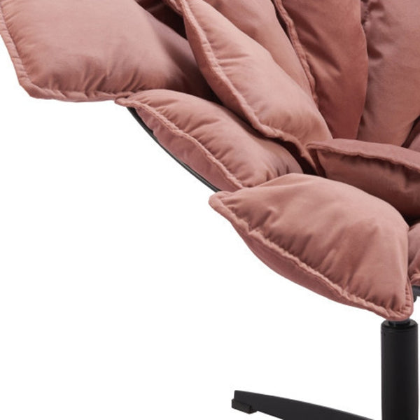 Homeroots 42" Pink Velvet Swivel Side Chair - Stylish Upholstered Design With Durable Steel Frame & Comfort   564970