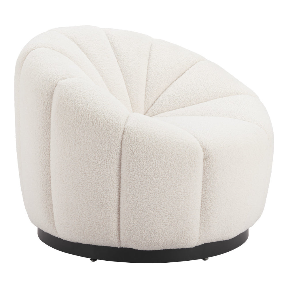 Homeroots 36" Cream And Black Faux Shearling Barrel Chair – Stylish Comfort For Living Room Or Office Decor   564971