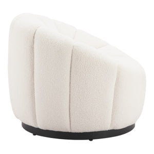 Homeroots 36" Cream And Black Faux Shearling Barrel Chair – Stylish Comfort For Living Room Or Office Decor   564971