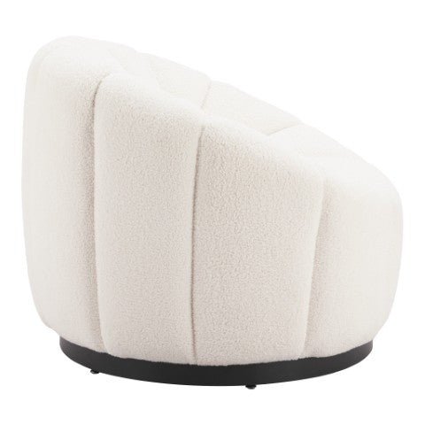 Homeroots 36" Cream And Black Faux Shearling Barrel Chair – Stylish Comfort For Living Room Or Office Decor   564971