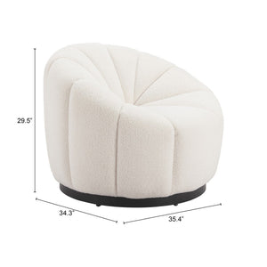 Homeroots 36" Cream And Black Faux Shearling Barrel Chair – Stylish Comfort For Living Room Or Office Decor   564971