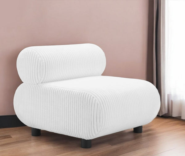 HomeRoots 31" Modern Armless Corduroy Side Chair in White & Black – Plush Comfort for Any Space & Style 564972
