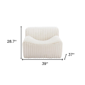 Homeroots 39" Cream Faux Fur Tufted Lounge Chair   564973