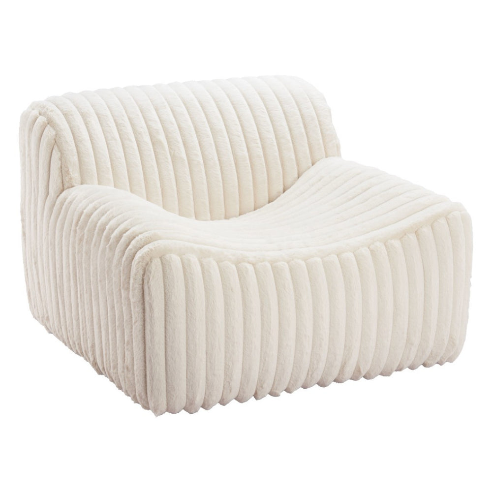 HomeRoots 39" Cream Faux Fur Lounge Chair - Modern Glamour with Plush Comfort for Any Room Décor Style 564973
