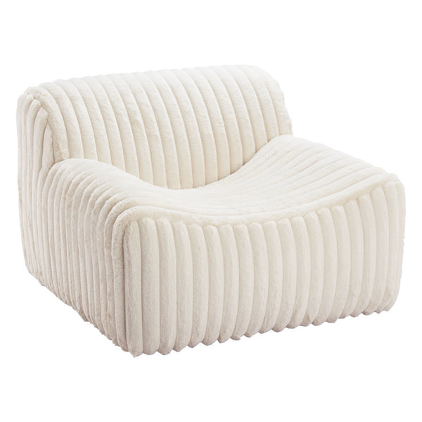 Homeroots 39" Cream Faux Fur Tufted Lounge Chair   564973
