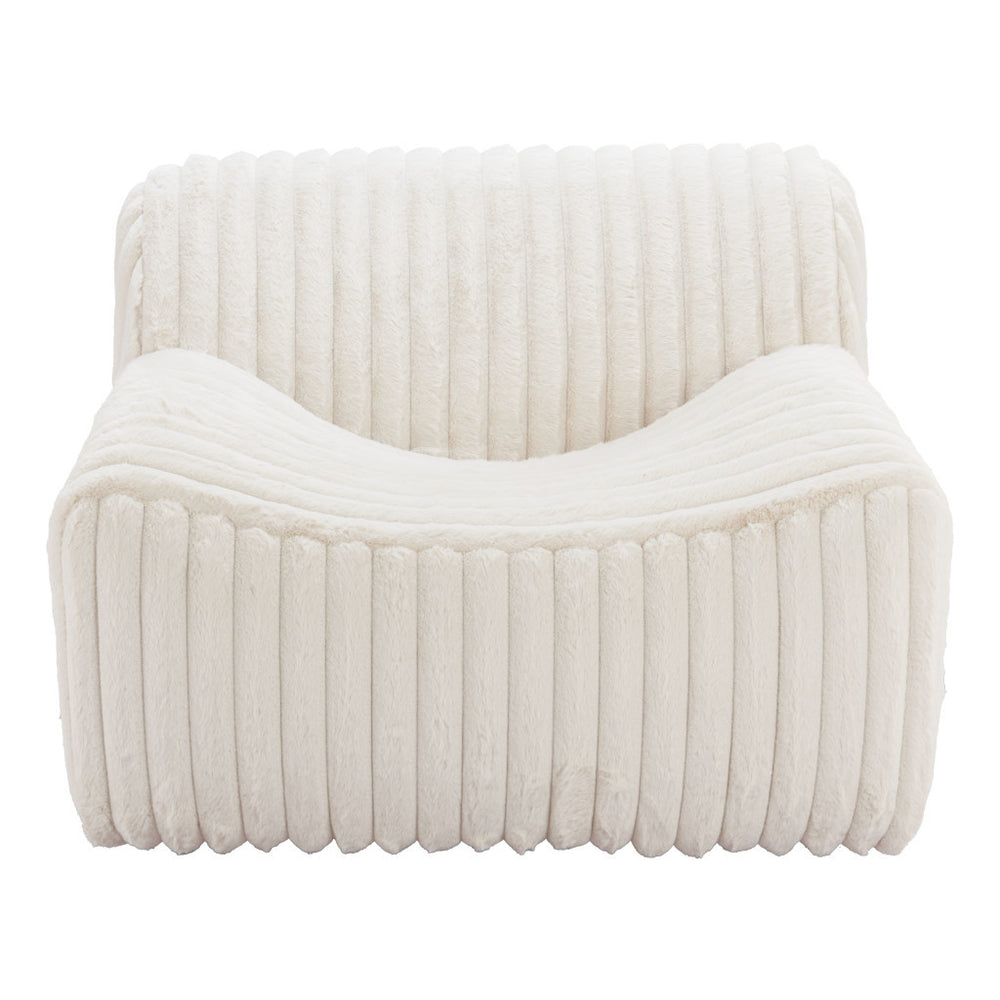 Homeroots 39" Cream Faux Fur Tufted Lounge Chair   564973