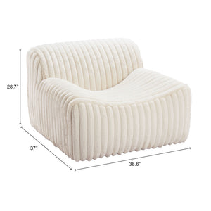 Homeroots 39" Cream Faux Fur Tufted Lounge Chair   564973