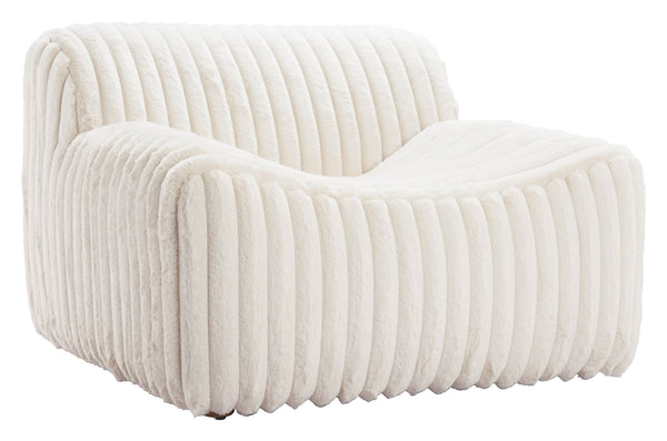 Homeroots 39" Cream Faux Fur Tufted Lounge Chair   564973
