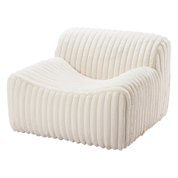 Homeroots 39" Cream Faux Fur Tufted Lounge Chair   564973