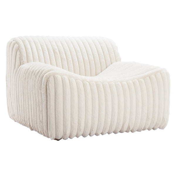 HomeRoots 39" Cream Faux Fur Lounge Chair - Modern Glamour with Plush Comfort for Any Room Décor Style 564973