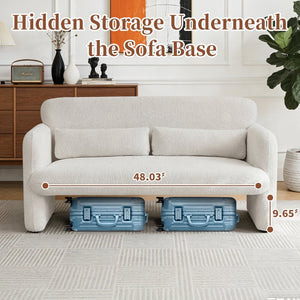 English Elm Best-selling Boucle Cloud Loveseat Velvet Upholstered 2 Seater with Lumbar Pillow Beige W1765P334058