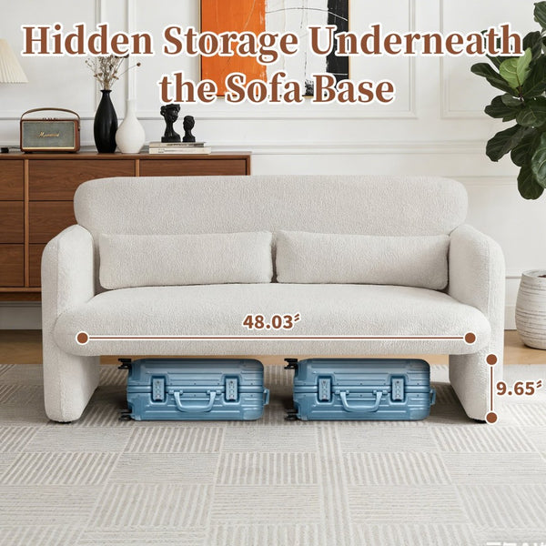English Elm Best-selling Boucle Cloud Loveseat Velvet Upholstered 2 Seater with Lumbar Pillow Beige W1765P334058