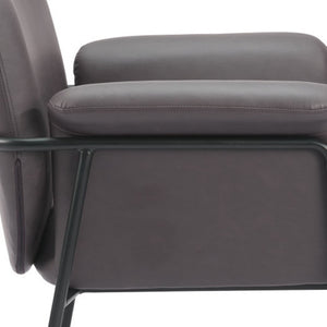 Homeroots 31" Chic Brown And Black Faux Leather Arm Chair - Comfortable Upholstered Design For Stylish Spaces   564975
