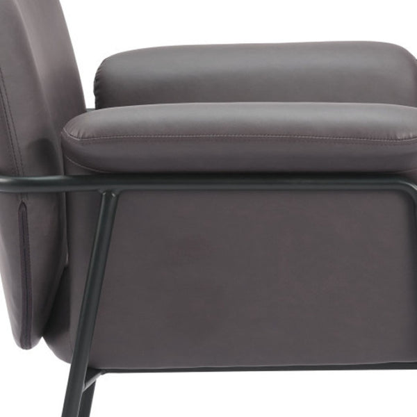 Homeroots 31" Chic Brown And Black Faux Leather Arm Chair - Comfortable Upholstered Design For Stylish Spaces   564975