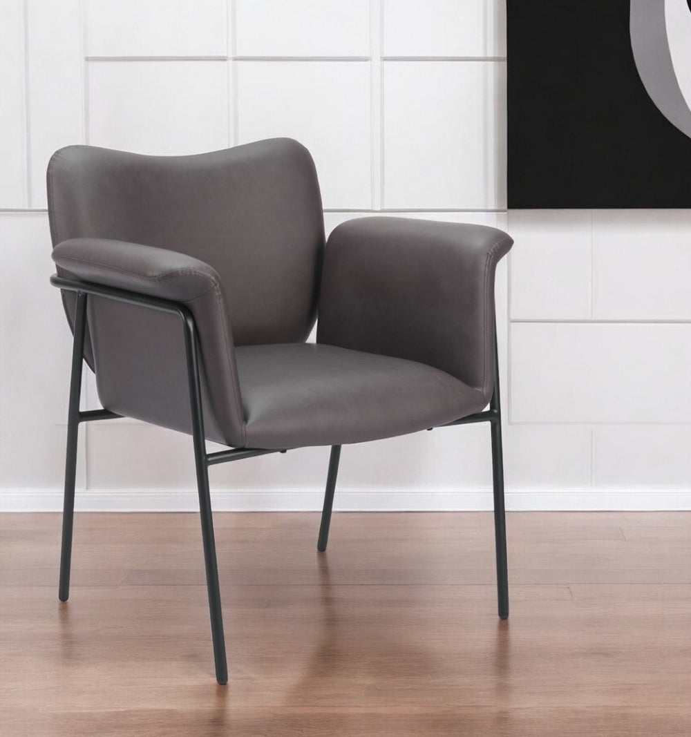 HomeRoots 31" Stylish Brown and Black Faux Leather Arm Chair for Modern Living Rooms, Offices, and More! 564975
