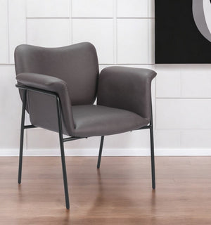 HomeRoots 31" Stylish Brown and Black Faux Leather Arm Chair for Modern Living Rooms, Offices, and More! 564975