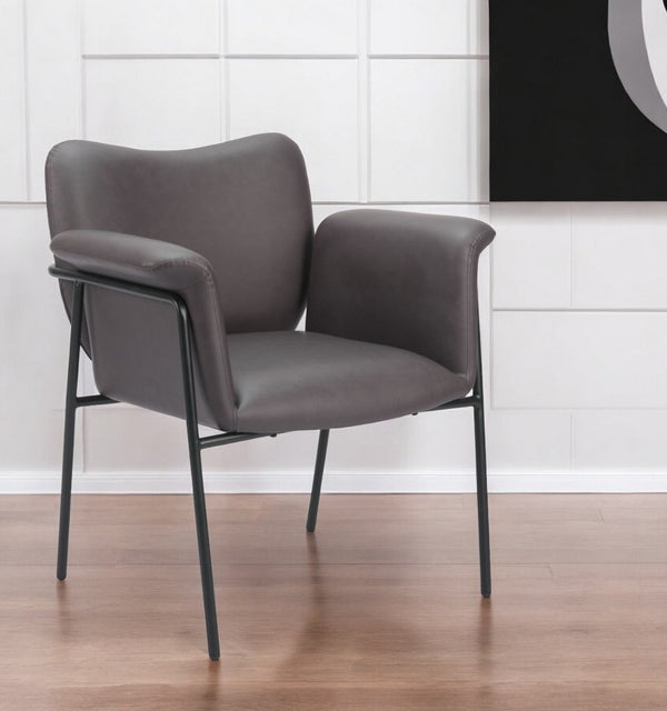 HomeRoots 31" Stylish Brown and Black Faux Leather Arm Chair for Modern Living Rooms, Offices, and More! 564975