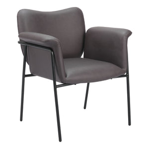 Homeroots 31" Chic Brown And Black Faux Leather Arm Chair - Comfortable Upholstered Design For Stylish Spaces   564975