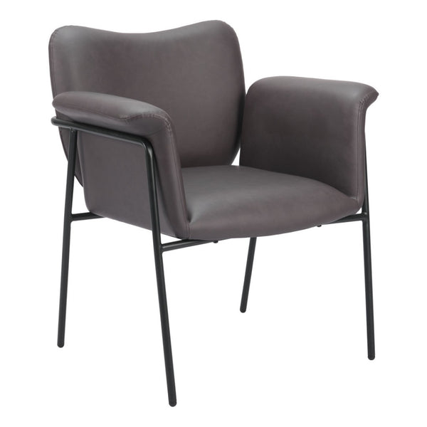 Homeroots 31" Chic Brown And Black Faux Leather Arm Chair - Comfortable Upholstered Design For Stylish Spaces   564975