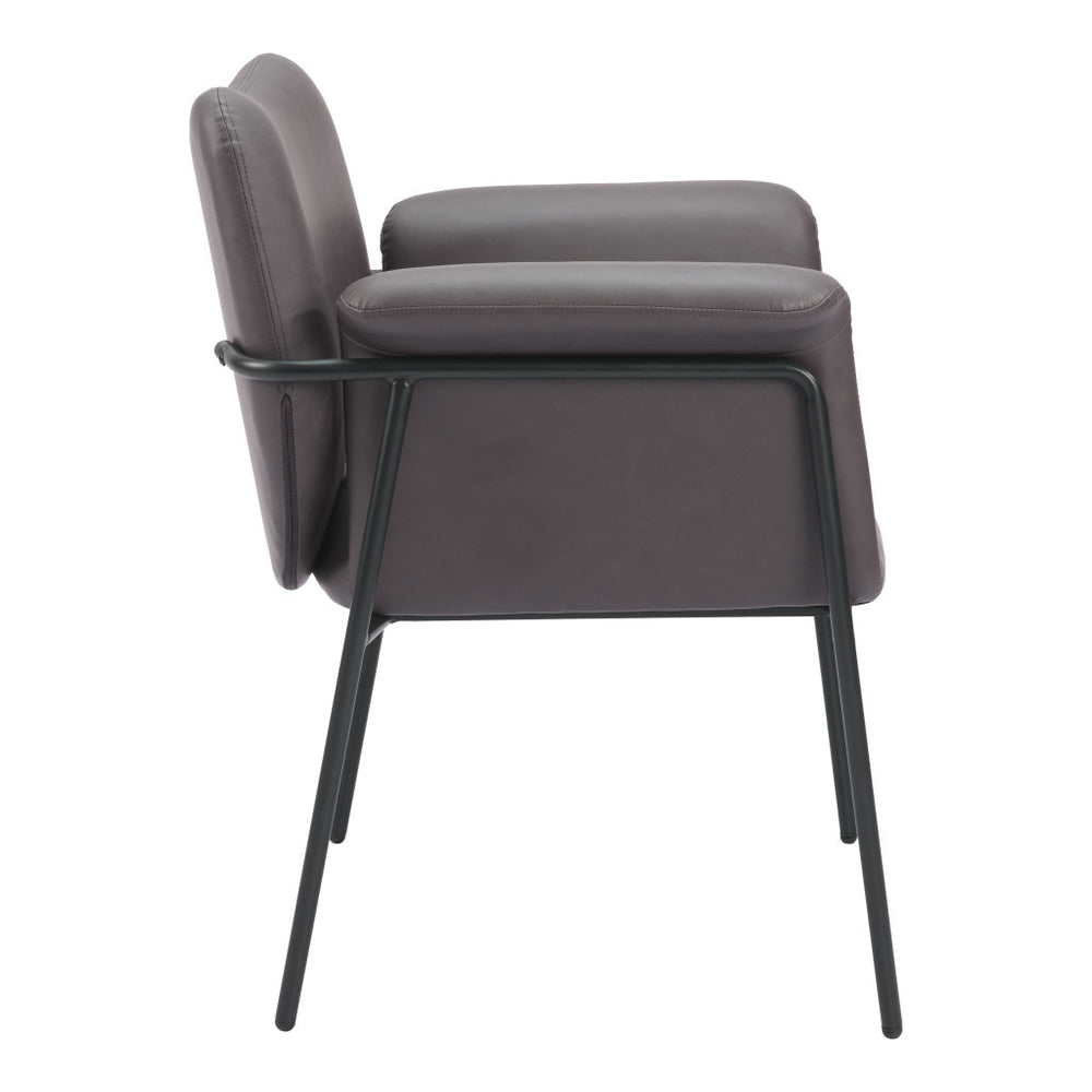 Homeroots 31" Chic Brown And Black Faux Leather Arm Chair - Comfortable Upholstered Design For Stylish Spaces   564975