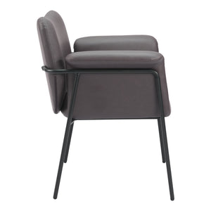 Homeroots 31" Chic Brown And Black Faux Leather Arm Chair - Comfortable Upholstered Design For Stylish Spaces   564975