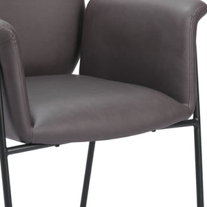 Homeroots 31" Chic Brown And Black Faux Leather Arm Chair - Comfortable Upholstered Design For Stylish Spaces   564975