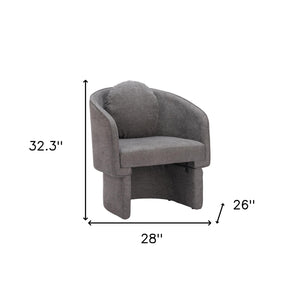 Homeroots 28" Gray Fabric Barrel Chair And Toss Pillow   564976
