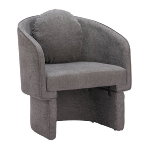 Homeroots 28" Gray Fabric Barrel Chair And Toss Pillow   564976