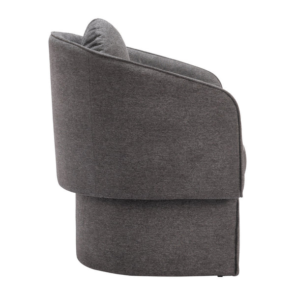 Homeroots 28" Gray Fabric Barrel Chair And Toss Pillow   564976
