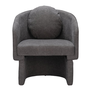 Homeroots 28" Gray Fabric Barrel Chair And Toss Pillow   564976