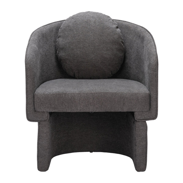 Homeroots 28" Gray Fabric Barrel Chair And Toss Pillow   564976