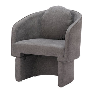 Homeroots 28" Gray Fabric Barrel Chair And Toss Pillow   564976