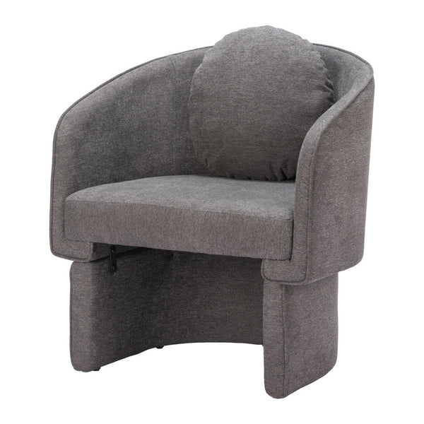 Homeroots 28" Gray Fabric Barrel Chair And Toss Pillow   564976