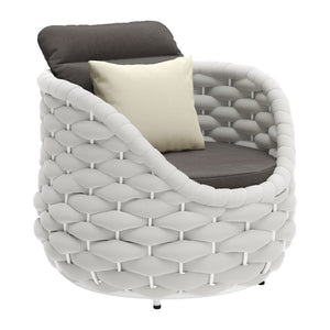 HomeRoots 34" Gray And White Club Chair with Toss Pillow - Stylish Barrel Design for Comfort & Versatility 564977
