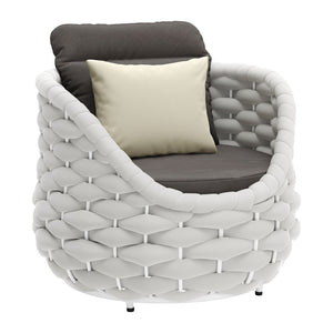 Homeroots 34" Gray And White Olefin Barrel Chair And Toss Pillow   564977