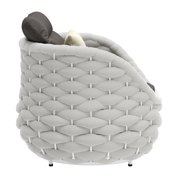 Homeroots 34" Gray And White Olefin Barrel Chair And Toss Pillow   564977