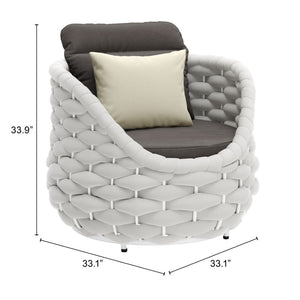 HomeRoots 34" Gray And White Club Chair with Toss Pillow - Stylish Barrel Design for Comfort & Versatility 564977