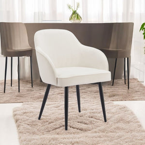 HomeRoots Set of Two Ivory and Black Velvet Dining Arm Chairs - Modern Comfort with Chic Style for Any Room 564978