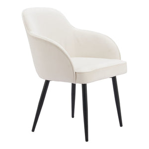 HomeRoots Set of Two Ivory and Black Velvet Dining Arm Chairs - Modern Comfort with Chic Style for Any Room 564978