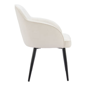 HomeRoots Set of Two Ivory and Black Velvet Dining Arm Chairs - Modern Comfort with Chic Style for Any Room 564978