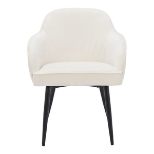 HomeRoots Set of Two Ivory and Black Velvet Dining Arm Chairs - Modern Comfort with Chic Style for Any Room 564978