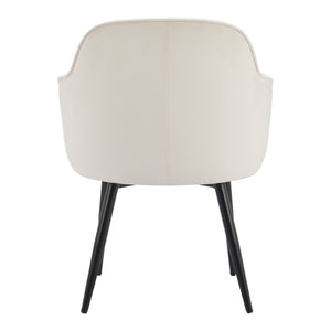 HomeRoots Set of Two Ivory and Black Velvet Dining Arm Chairs - Modern Comfort with Chic Style for Any Room 564978