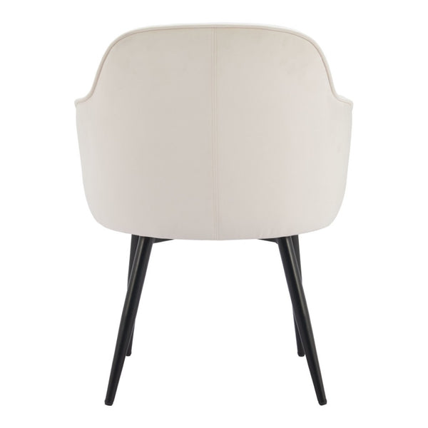 HomeRoots Set of Two Ivory and Black Velvet Dining Arm Chairs - Modern Comfort with Chic Style for Any Room 564978