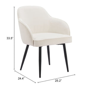 HomeRoots Set of Two Ivory and Black Velvet Dining Arm Chairs - Modern Comfort with Chic Style for Any Room 564978