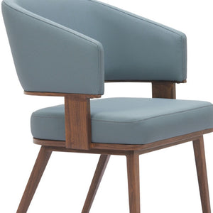 Homeroots Set Of Two Stylish Gray And Walnut Faux Leather Dining Arm Chairs For Versatile Home Seating Solutions   564980