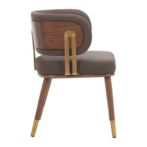 Homeroots Brown Upholstered Faux Leather Curved Back Dining Arm Chair For Comfort & Style In Any Room   564981