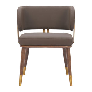 Homeroots Brown Upholstered Faux Leather Curved Back Dining Arm Chair For Comfort & Style In Any Room   564981