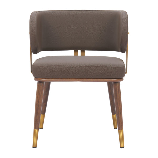 Homeroots Brown Upholstered Faux Leather Curved Back Dining Arm Chair For Comfort & Style In Any Room   564981