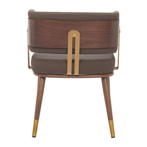 Homeroots Brown Upholstered Faux Leather Curved Back Dining Arm Chair For Comfort & Style In Any Room   564981